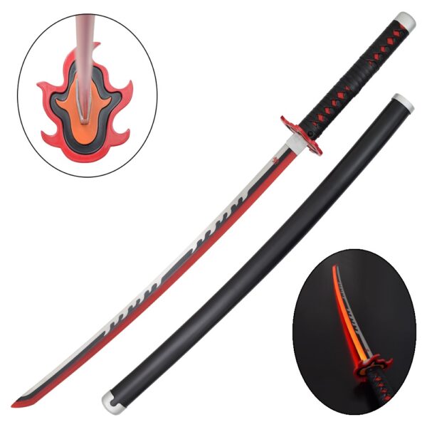 KATANA DE TANJIRO KAMADO, HOJA ACERO Y LUZ LED, DEMON SLAYER