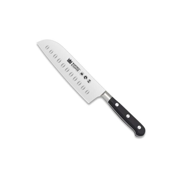 CUCHILLO SANTOKU FRANCÉS FORJADO ALVEOLADO, MANGO POM, (17.5CM)