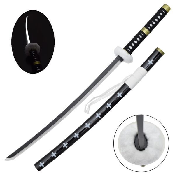 KATANA DE TRAFALGAR LAW NEGRA, HOJA DE ACERO Y LUZ LED, ONE PIECE